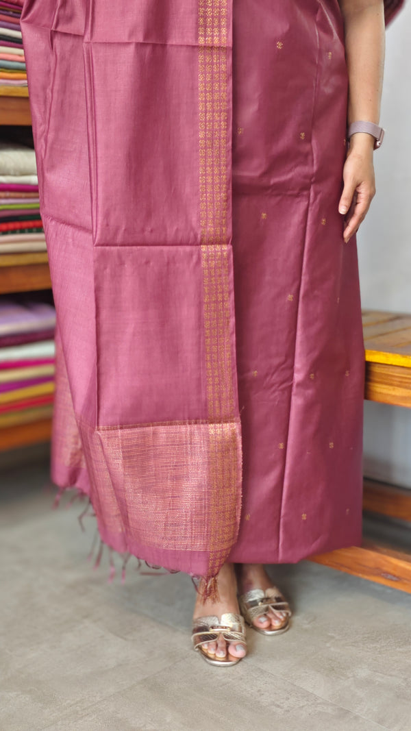 Maroon Bamboo Tussar Silk Suit - MVB