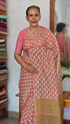 Beige and Pink Kota Saree with Pita Work - EMR4