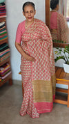 Beige and Pink Kota Saree with Pita Work - EMR4