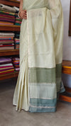 Light Pista Green Kota Saree with Pita Embroidery - EMR4