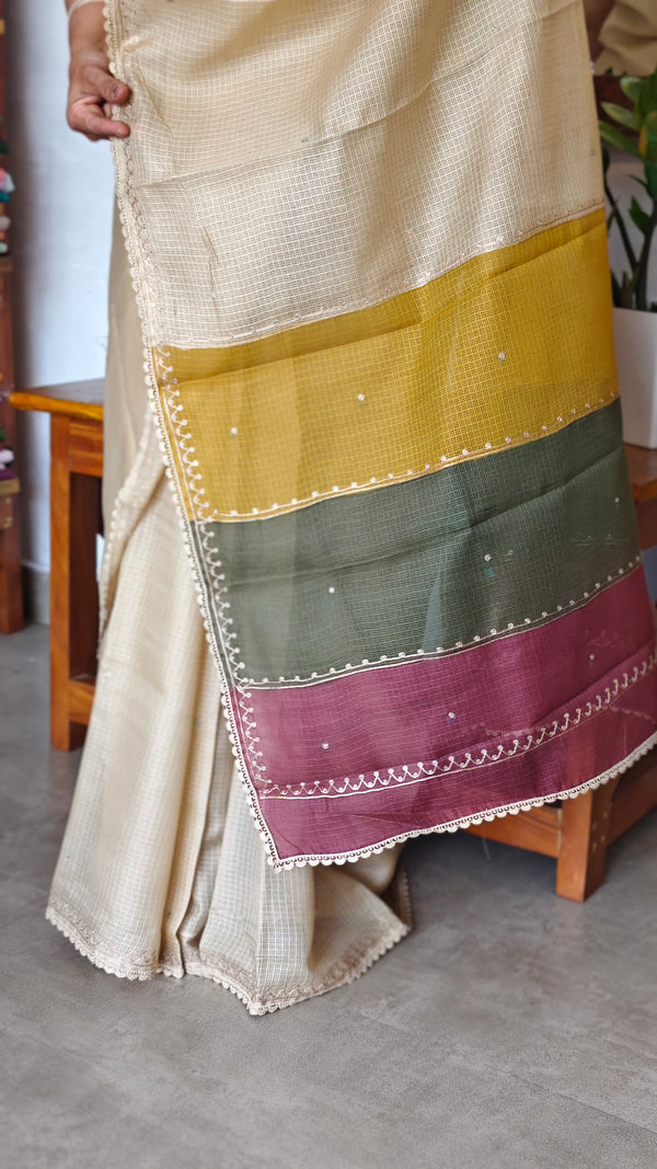 Light Beige Kota Sare with Pita Embroidery - EMR4