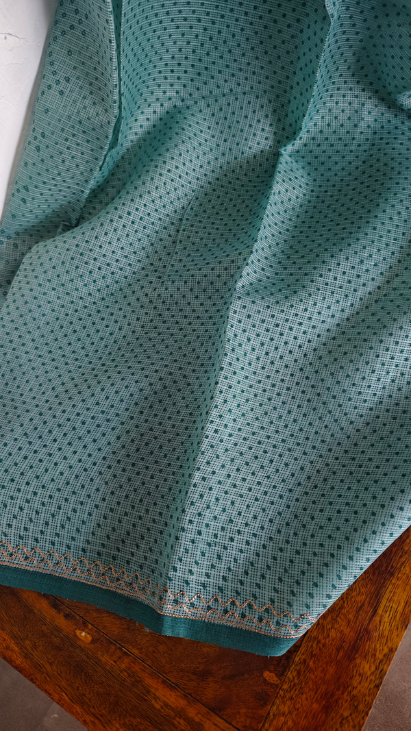 Teal Blue Kota Saree with Pita Embroidery - EMR4