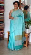 Cyan Blue Kota Saree with Pita Embroidery - EMR4
