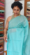 Cyan Blue Kota Saree with Pita Embroidery - EMR4