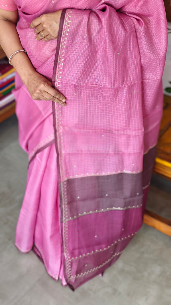 Lilac Kota Saree with Pita Embroidery - EMR4 - 1