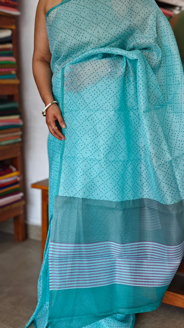 Cyan Blue Silky kota saree