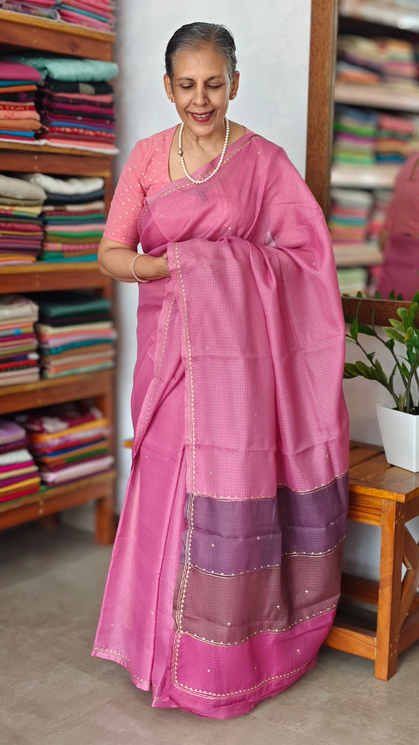 Lilac Kota Saree with Pita Embroidery - EMR4 - 2