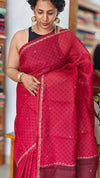 Blood Red Kota Saree with Pita Embroidery - EMR4 - 1