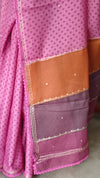 Lilac Printed Kota Saree with Pita Embroidery - EMR4