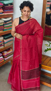 Blood Red Kota Saree with Pita Embroidery - EMR4 - 2