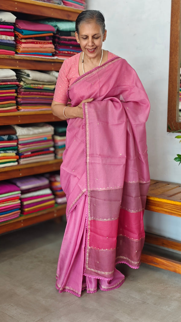 Lilac Kota Saree with Pita Embroidery - EMR4 - 3