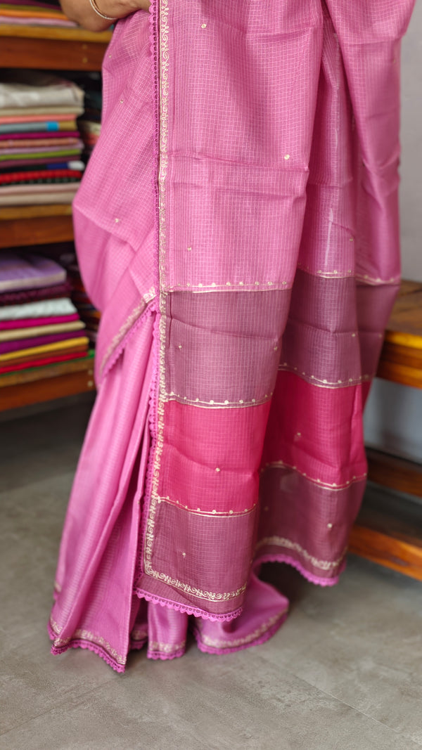 Lilac Kota Saree with Pita Embroidery - EMR4 - 3