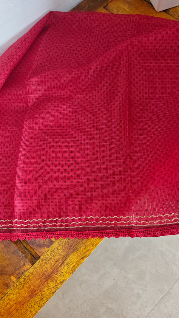 Blood Red Kota Saree with Pita Embroidery - EMR4 - 2