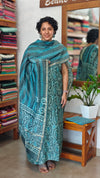 Teal and Grey Block Printed Chanderi Suit - MC059