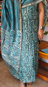 Teal and Grey Block Printed Chanderi Suit - MC059