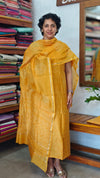 Mango Yellow Block Printed Chanderi silk Suit - MC059