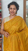 Mustard Yellow Kota Saree with Cross Stitch Embroidery - LWS3