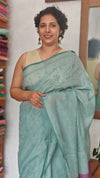 Teal Kota Saree with Cross Stitch Embroidery - LWS3