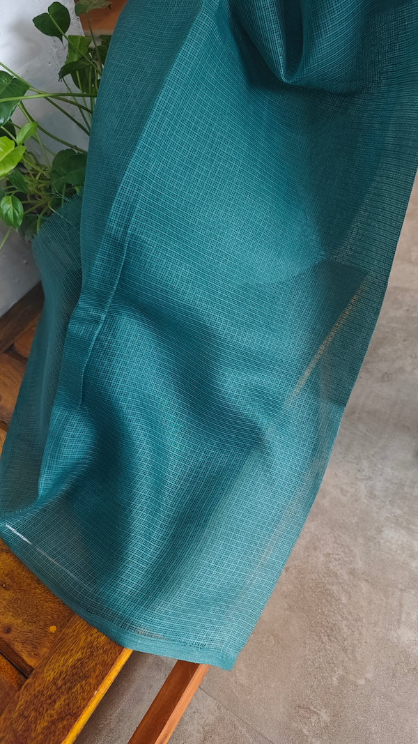 Teal Kota Saree with Cross Stitch Embroidery - LWS3