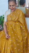 Mustard Yellow Cross Stitch Embroidered Kota saree - LWS3