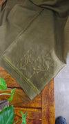 Olive Green Kota Saree with Cross Stitch Embroidery - LWS3