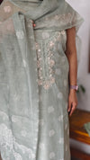 Sage Green Printed Linen Suit - S864
