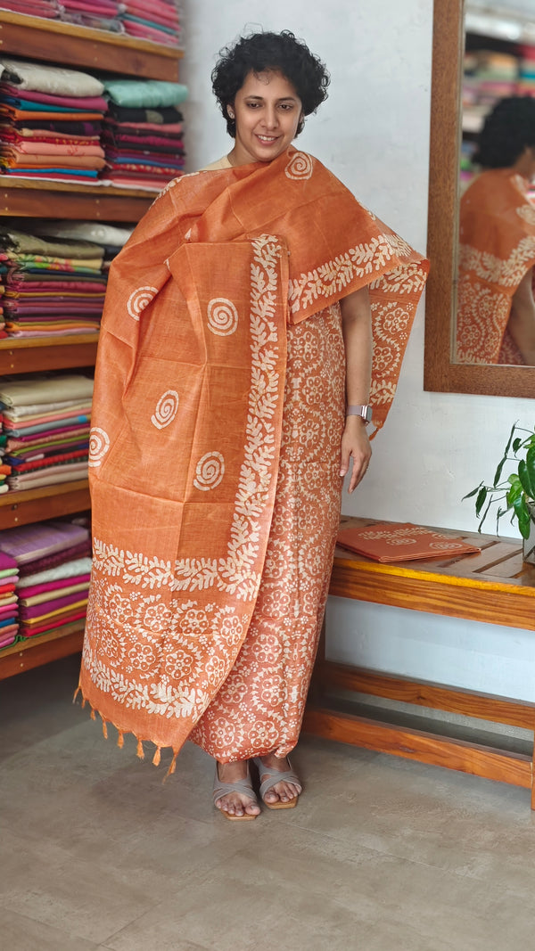 Burnt Orange Batik Printed Suit