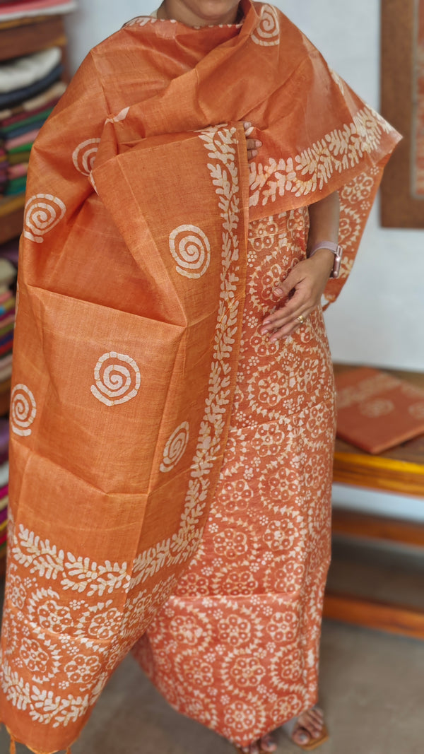 Burnt Orange Batik Printed Suit