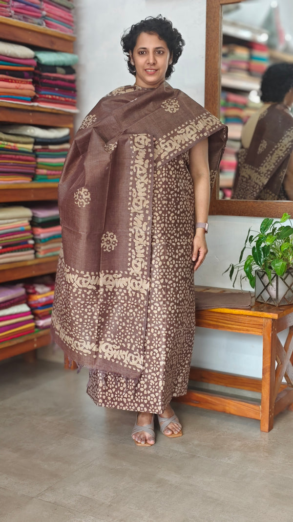 Brown Batik Printed Suit