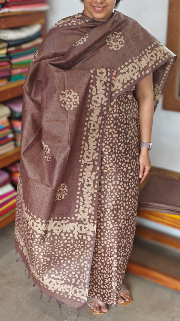 Brown Batik Printed Suit