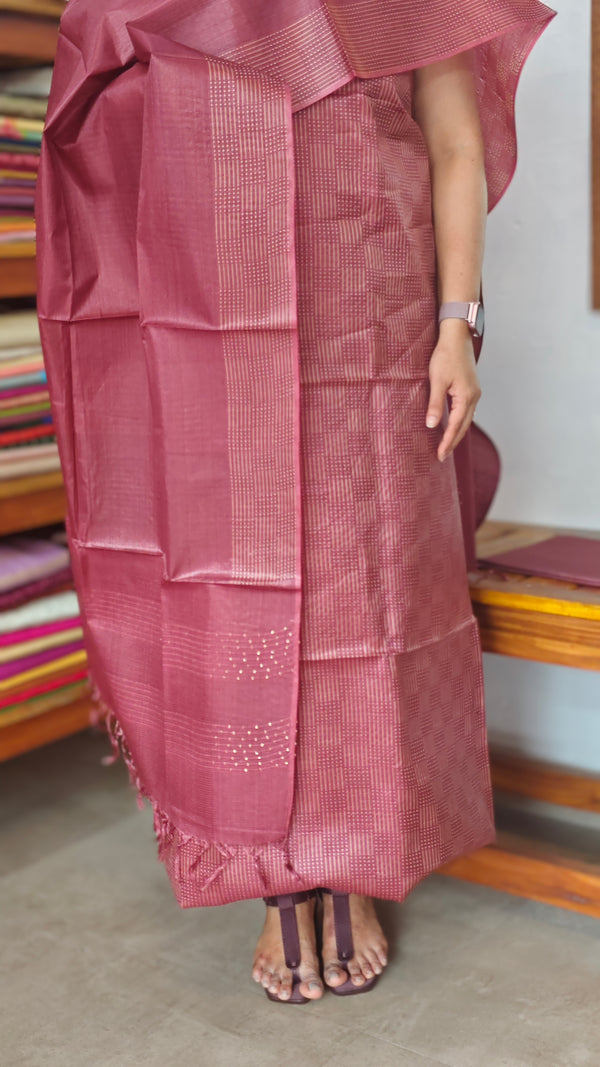 Maroon Noil Tussar Silk Suit