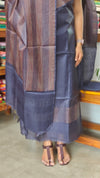 Navy Blue Noil Tussar silk Suit