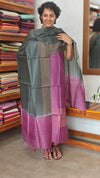 Orchid Purple and Green Noil Tussar Silk Suit