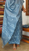 Steel Blue Printed Slub Cotton suit