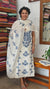 Off White and Blue Embroidered Cotton Suit