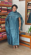 Agean Blue Embroidered Tussar Silk Suit - GS10