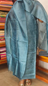 Agean Blue Embroidered Tussar Silk Suit - GS10