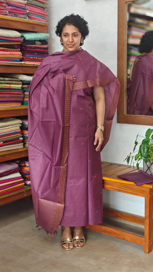 Orchid Purple Bamboo Tussar Suit - MVB