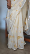 Pastel Yellow Silky Kota Embroidered Saree - 8023