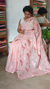 Pink Silky Kota Embroidered Saree - 8023