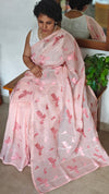 Pink Silky Kota Embroidered Saree - 8023