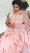 Pink Silky Kota Embroidered Saree - 8023