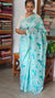 Cyan Blue Silky Kota Embroidered Saree - 8023