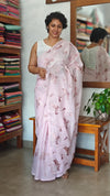 Lilac Silky Kota Embroidered Saree - 8023