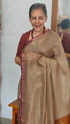 Beige and Wine Kota Silk Saree - KTS3
