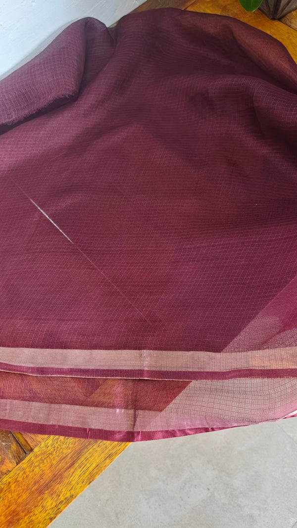 Beige and Wine Kota Silk Saree - KTS3
