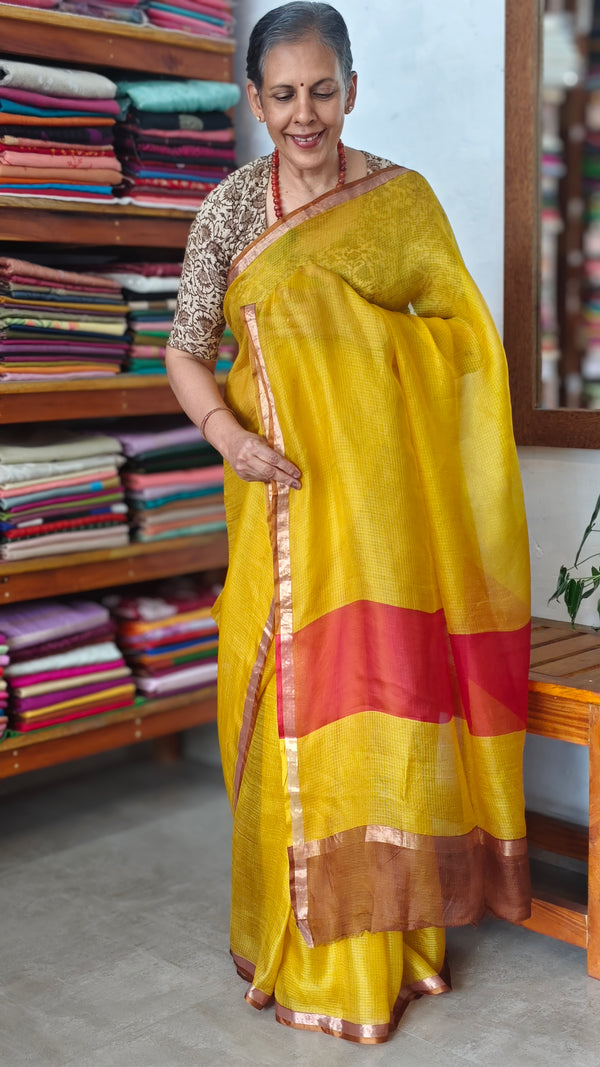 Mustard Kota Silk Saree - KTS3