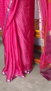 Hot Pink Printed Kota silk Saree - KTS3