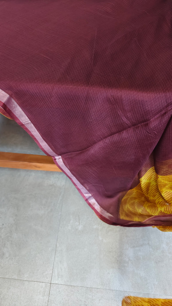 Mustard Printed Kota Silk Saree - KTS3