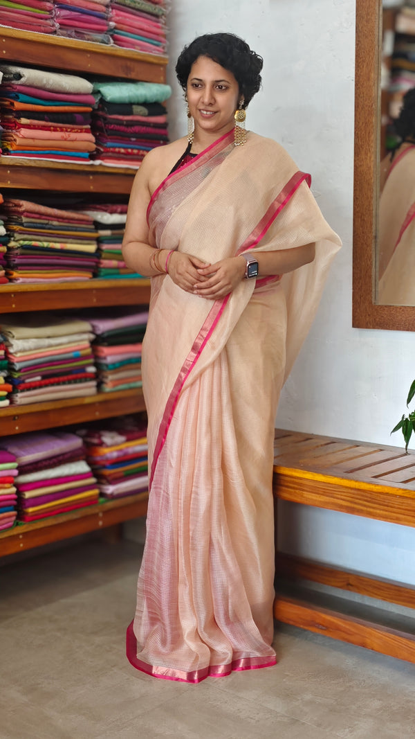 Rosy Beige Kota Silk Saree - KTS3